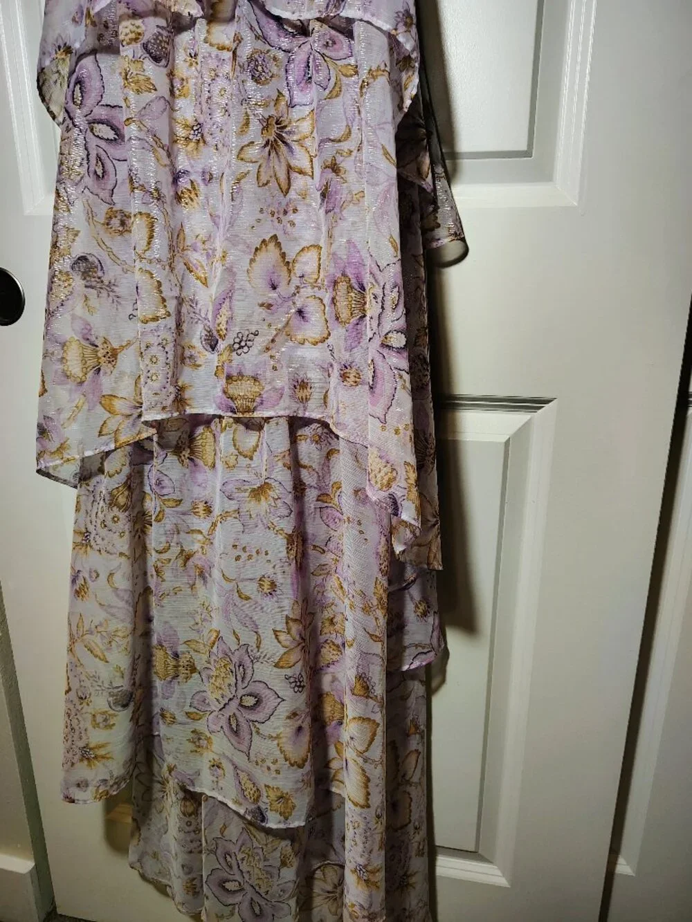 Victoria Secret Vintage Blossom Chiffon Ruffled Maxi Dress Violet Floral Fairy - Picture 8 of 10